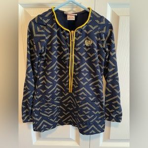 Juicy Couture Dress size 5 girls pockets blue gold long sleeves